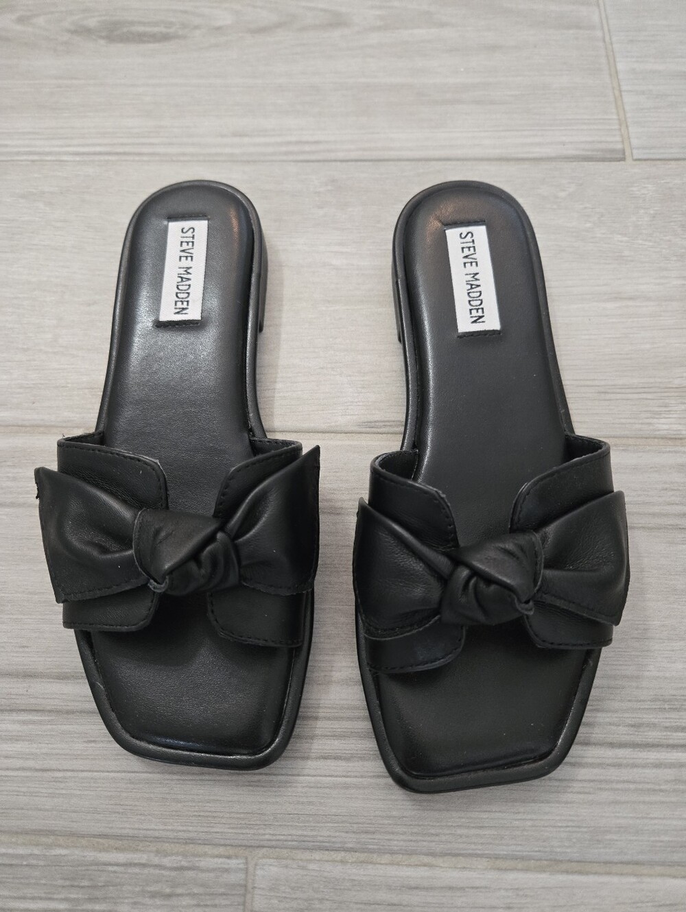 Steve Madden Black Knot Bow Slide Sandals Size 7